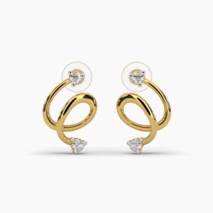 Dual curve light weight diamond earrings