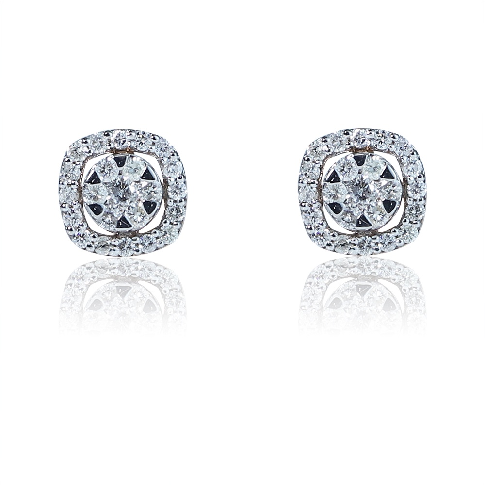 Buy Swash cluster Rose gold diamond earrings