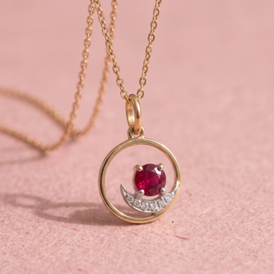Alia Diamond Red Colorstone Pendant
