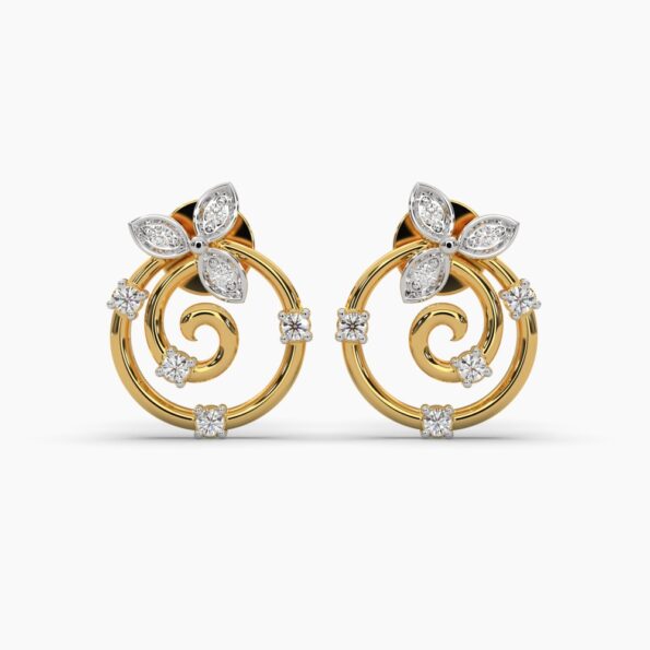 Sparkling petals diamond stud earrings