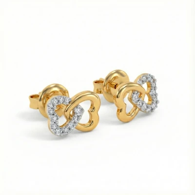 Dual Heart Diamond Earrings