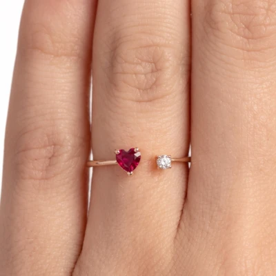Diamond Love Red Gemstone Ring