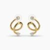 Dual curve light weight diamond earrings