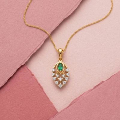 Leaf Green Gemstone & Diamond Pendant