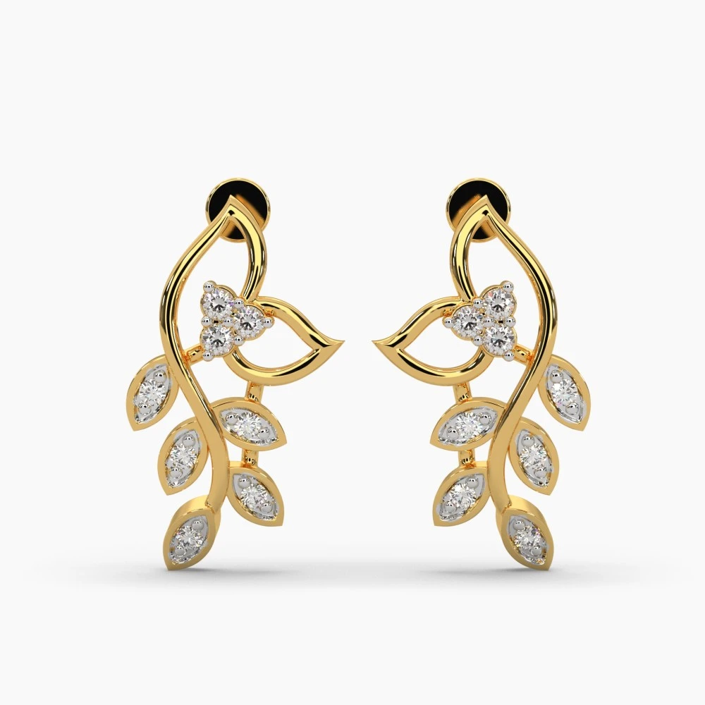 Leaves Diamond Stud Earrings