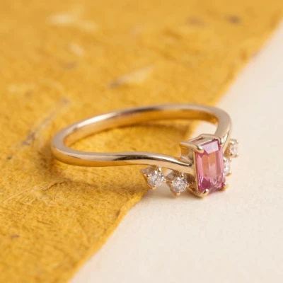Pink Gemstone Diamond Ring