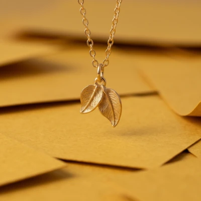 Twin Leaf Gold Pendant