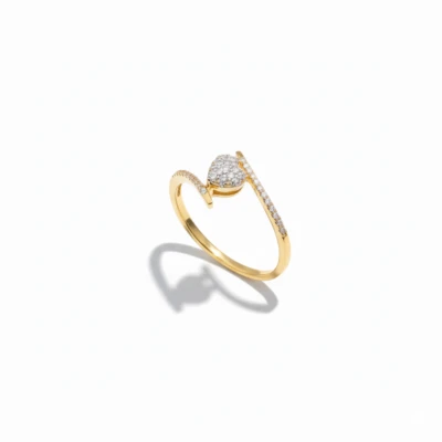 Dual Curve Heart Diamond Ring