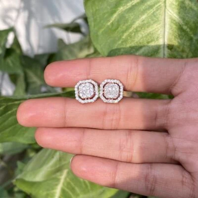 Square Cluster Diamond Earrings