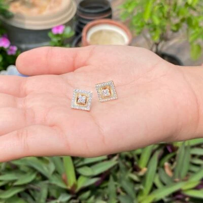 Dual Cluster Square Diamond Earrings