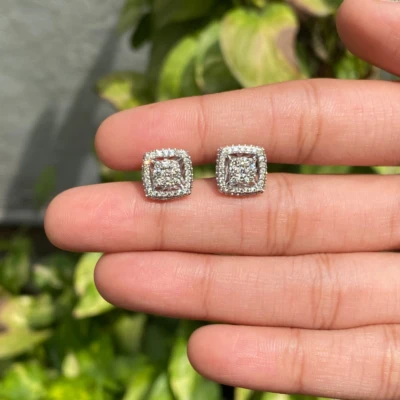 Square Cluster Diamond Earrings