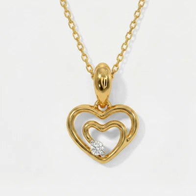 Dual Heart Single Diamond Pendant