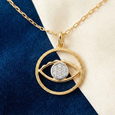 Diya Evil Eye Diamond Pendant