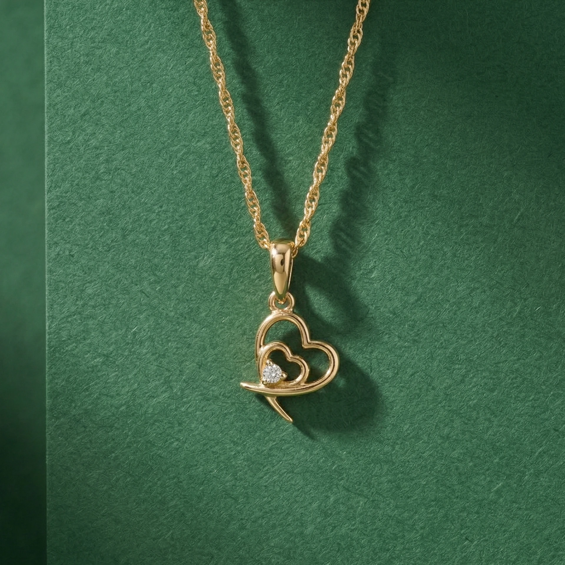 Dual Heart Diamond Pendant