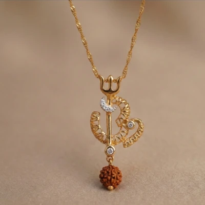 Om Trishul Diamond Pendant