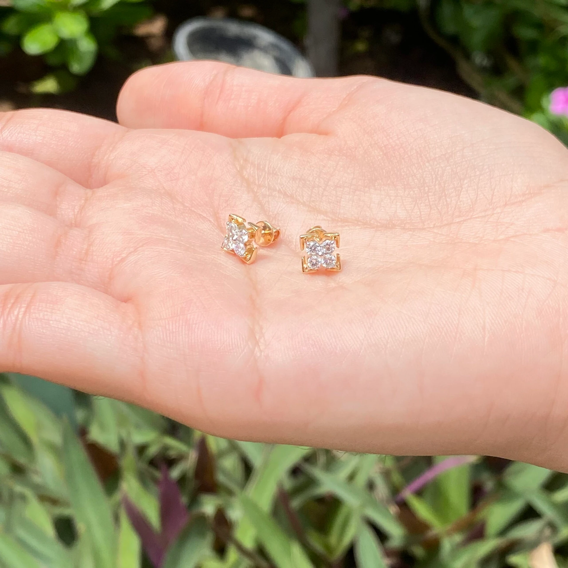 Quad Square Diamond Earrings